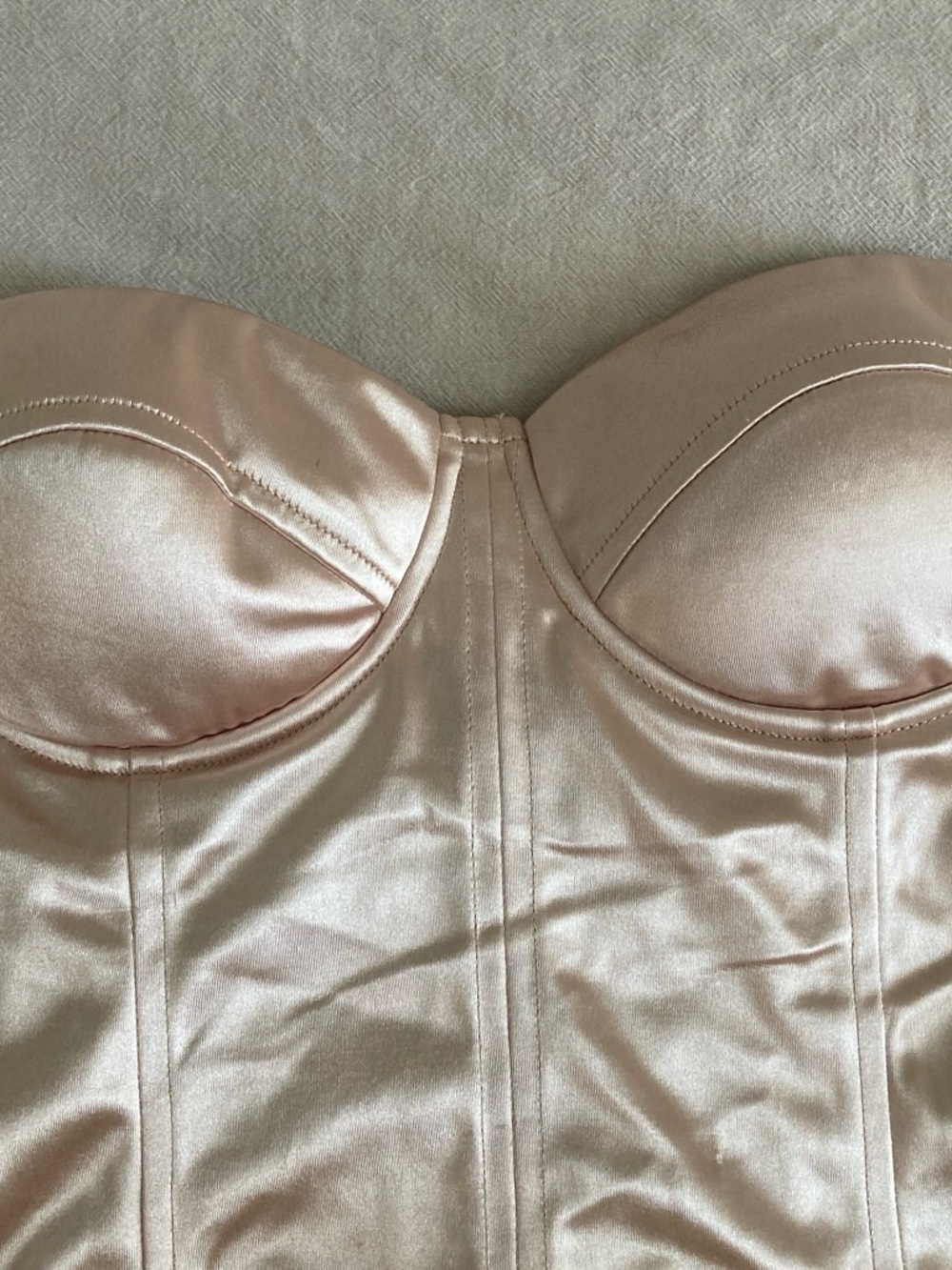 Lulu's Satin Strapless Bustier in Blush and Tan - Picture 2 of 3